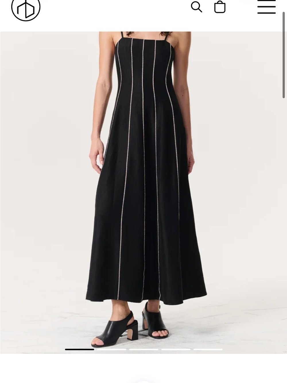 rag & bone Black Maxi Dress with White Vertical Stitching